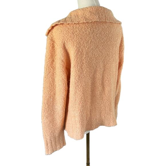 Talbots Shawl Collar Sweater Tangerine Orange Soft Fuzzy Wool Blend Chunky Knit - Picture 5 of 16